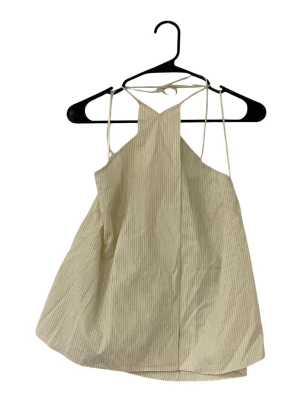 Massimo Dutti Womens Top Large Halter Neck Ivory Striped Sleeveless 5751/865 NWT - Picture 2 of 11
